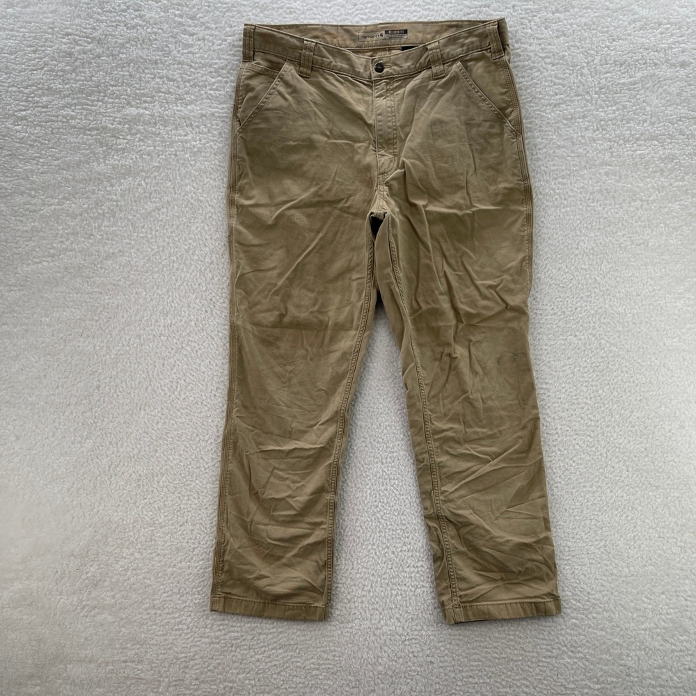 Carhartt Pants Mens 36x32 Beige Rugged Flex Relaxed Fit Canvas Outdoor Workwear
